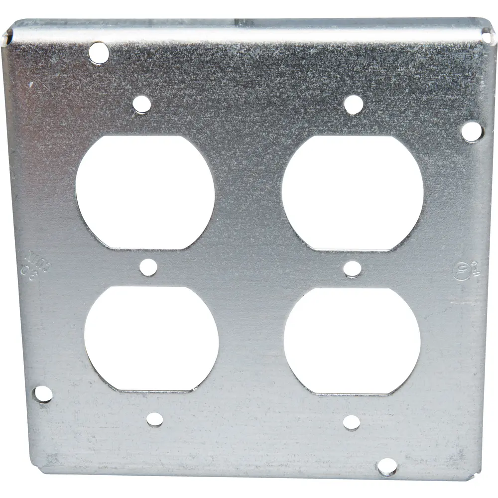 4-11/16" Square Surface Cover, Raised Surface, 2 Duplex, 9 Cu. In.