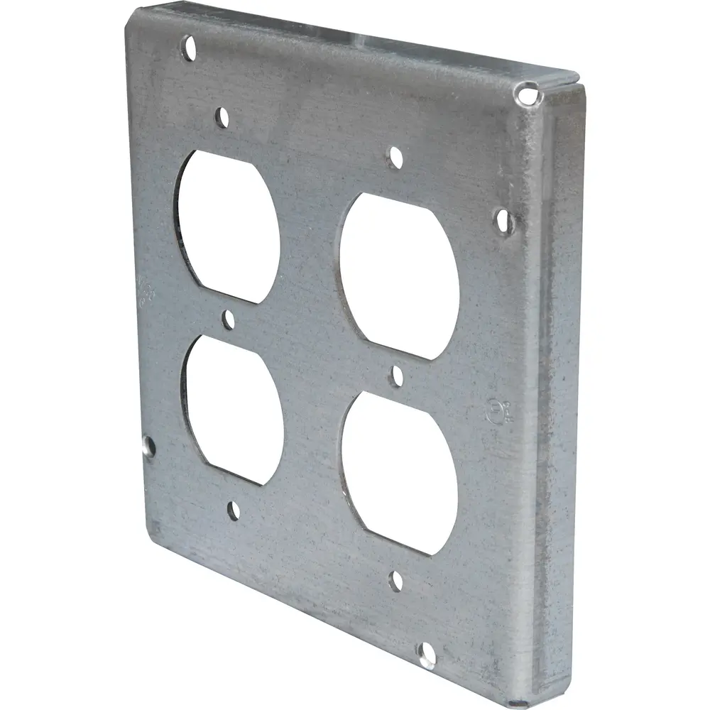 4-11/16" Square Surface Cover, Raised Surface, 2 Duplex, 9 Cu. In.