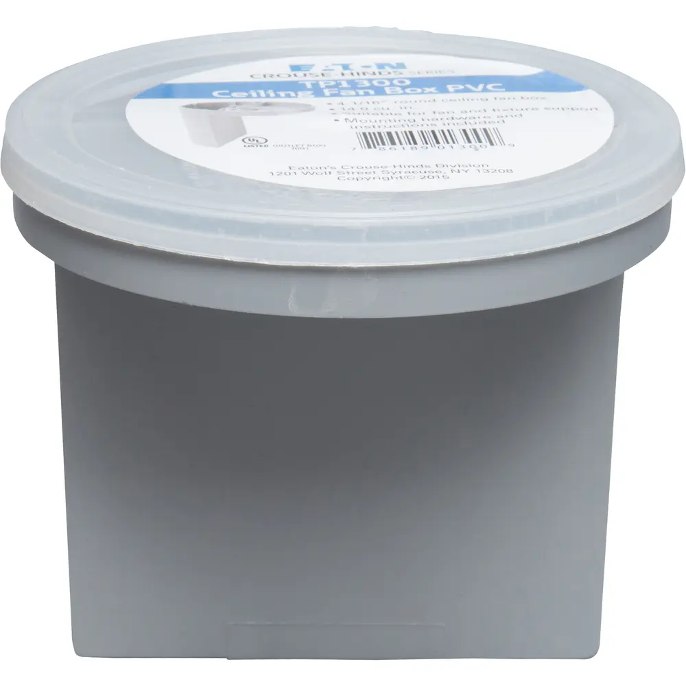 4-1/16" Ceiling Fan Box, (3) 1/2" KO, 14 Cu. In., PVC 2 4-1/16" Ceiling Fan Box, (3) 1/2" KO, 14 Cu. In., PVC