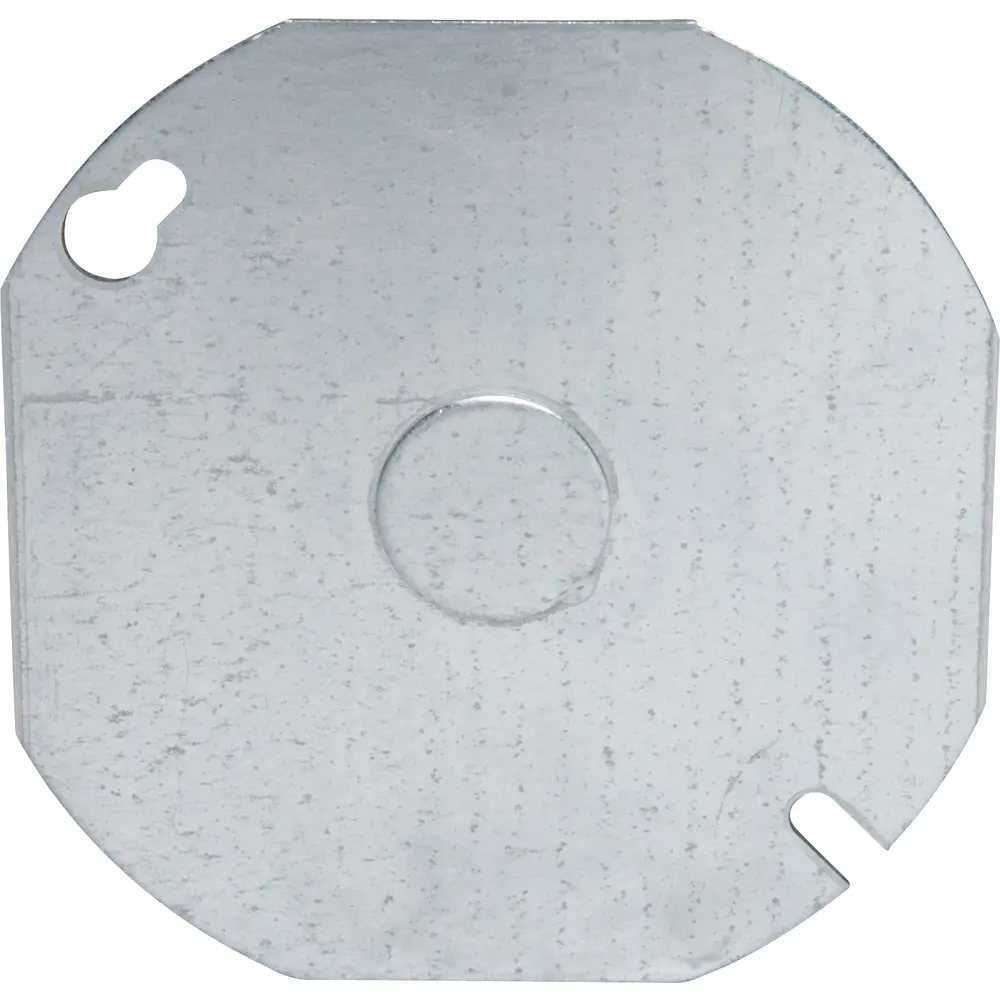 4" Octagon Box Cover, Octagon, Flat w/ 1/2" KO, Steel
