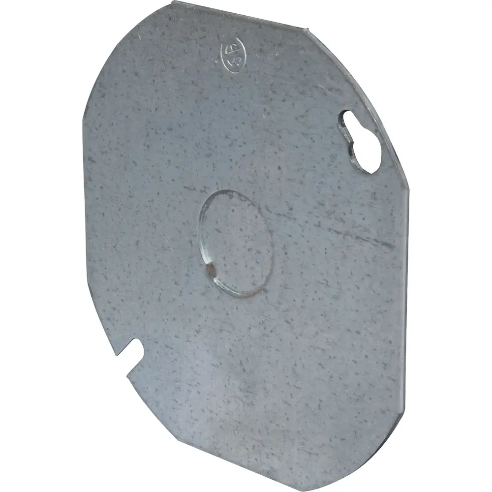 4" Octagon Box Cover, Octagon, Flat w/ 1/2" KO, Steel