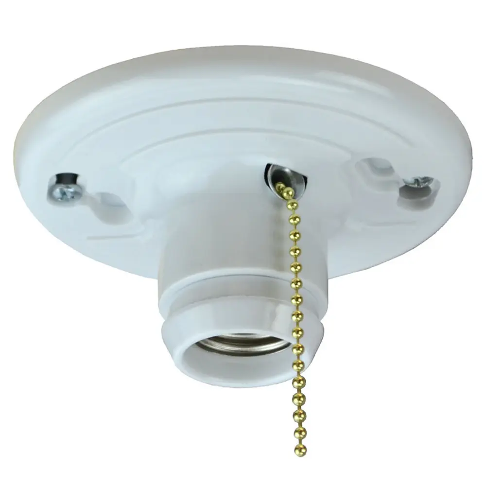 Pull Chain Incandescent Lamp Holder, Medium Base, White 1 Pull Chain Incandescent Lamp Holder, Medium Base, White