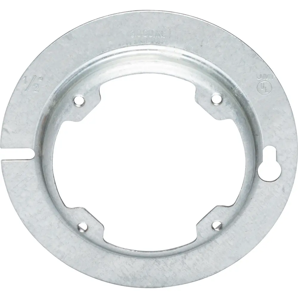4" Octagon Box Cover, Raised 1/2", Open w/ Ears 2-3/4", Steel