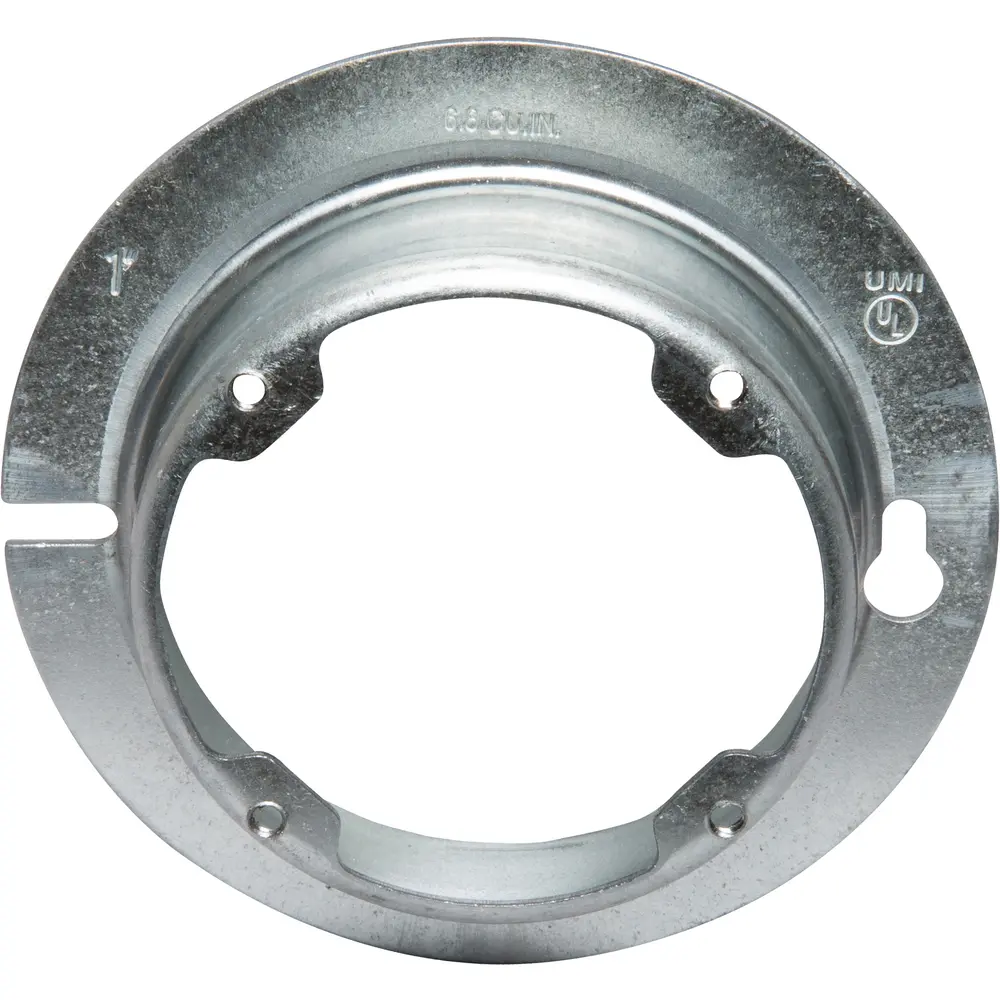 4" Octagon Box Cover, Raised 1", Open w/ Ears 2-3/4", Steel 2 4" Octagon Box Cover, Raised 1", Open w/ Ears 2-3/4", Steel