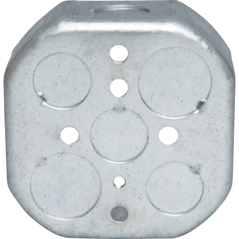 4" Octagon Outlet Box, (5) 1/2", (4) 3/4" KO, 15.5 Cu. In. 1 4" Octagon Outlet Box, (5) 1/2", (4) 3/4" KO, 15.5 Cu. In.