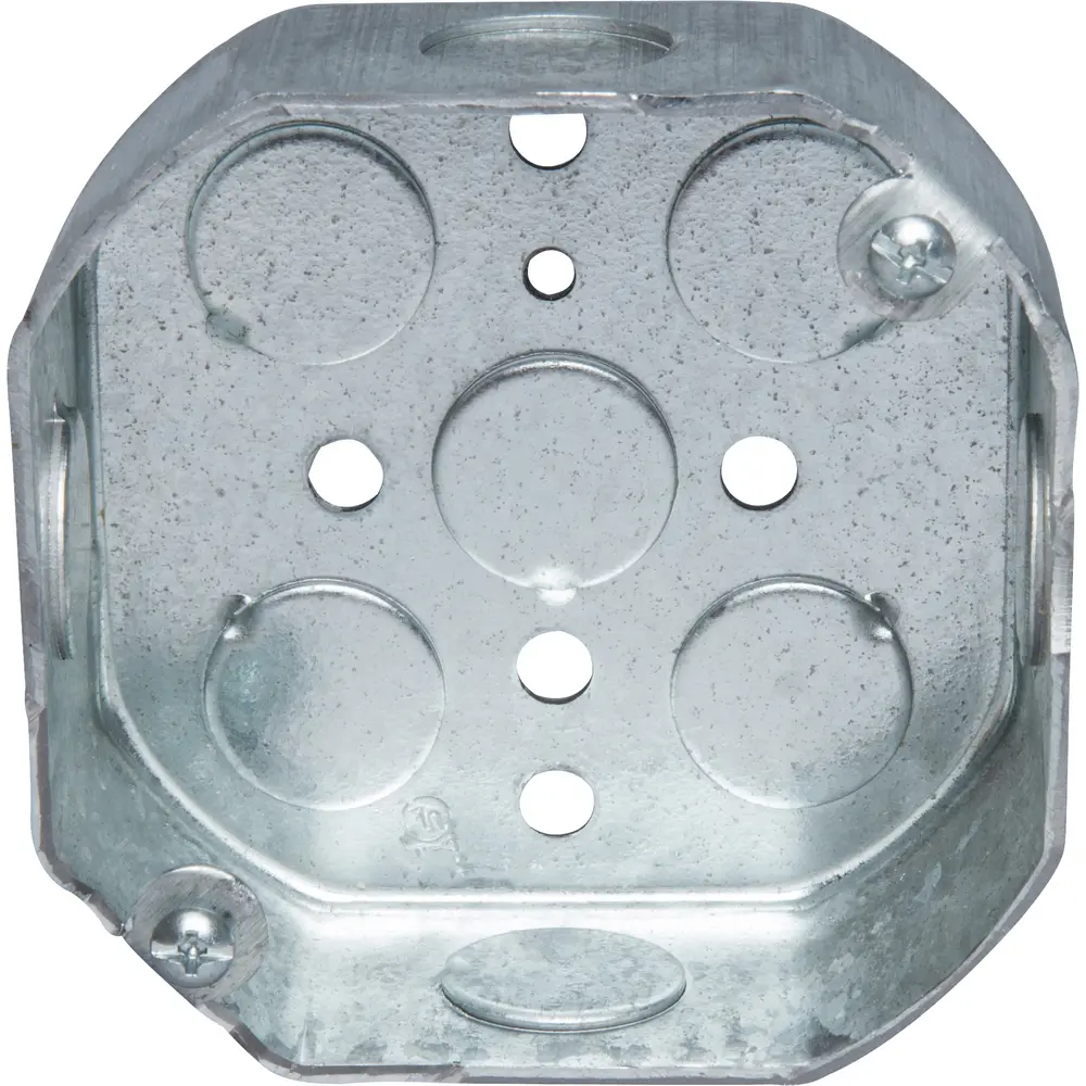 4" Octagon Outlet Box, (9) 1/2" KO, 15.5 Cu. In. 2 4" Octagon Outlet Box, (9) 1/2" KO, 15.5 Cu. In.