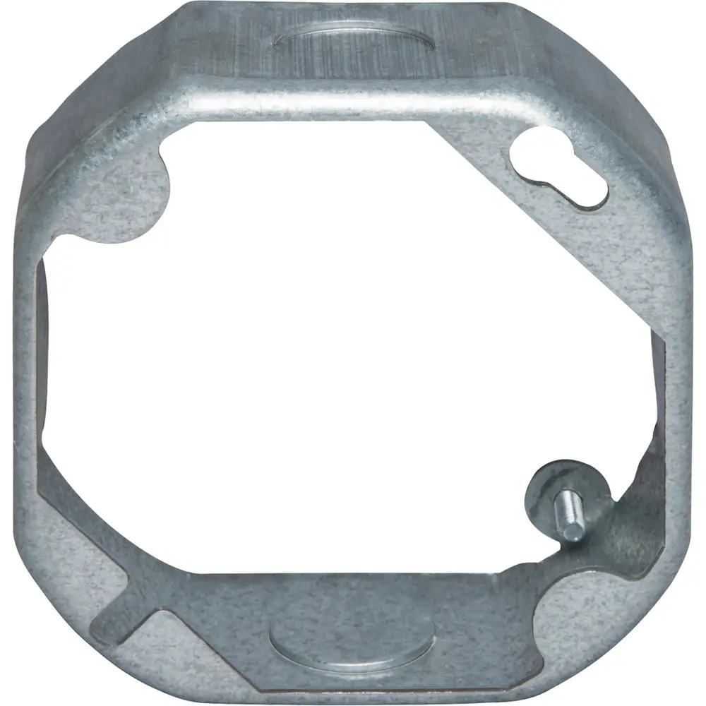 4" Octagon Outlet Box, Extension Ring, (2) 1/2", (2) 3/4" KO, 15.5 Cu. In.