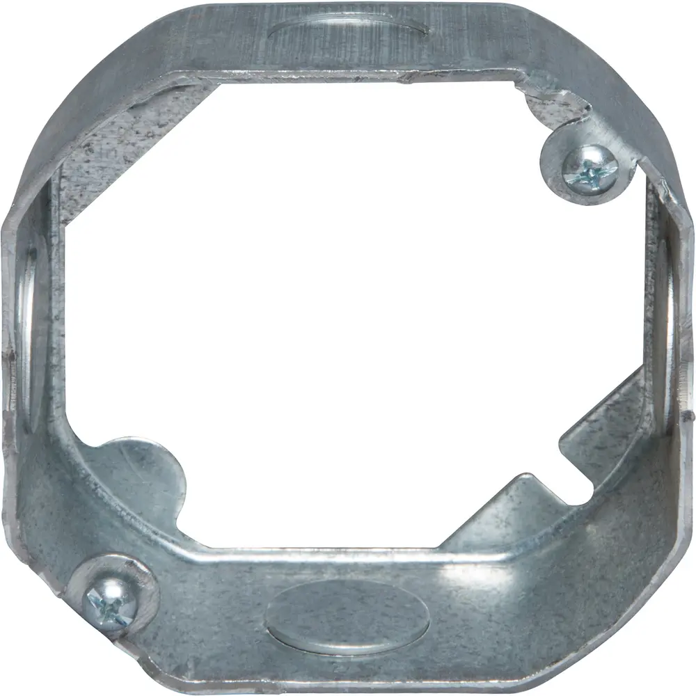 4" Octagon Outlet Box, Extension Ring, (2) 1/2", (2) 3/4" KO, 15.5 Cu. In.