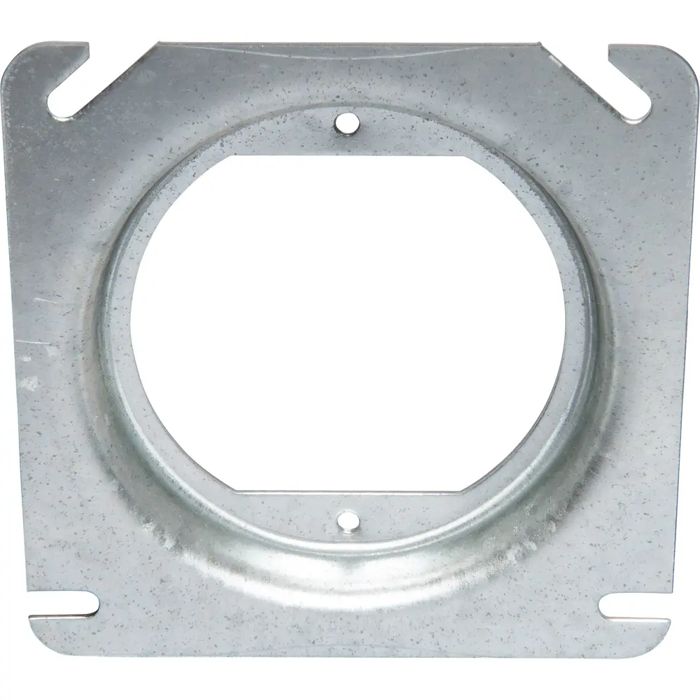 4" Square Box Cover, Raised 5/8", Open w/ Ears 2-3/4", 5 Cu. In., Steel