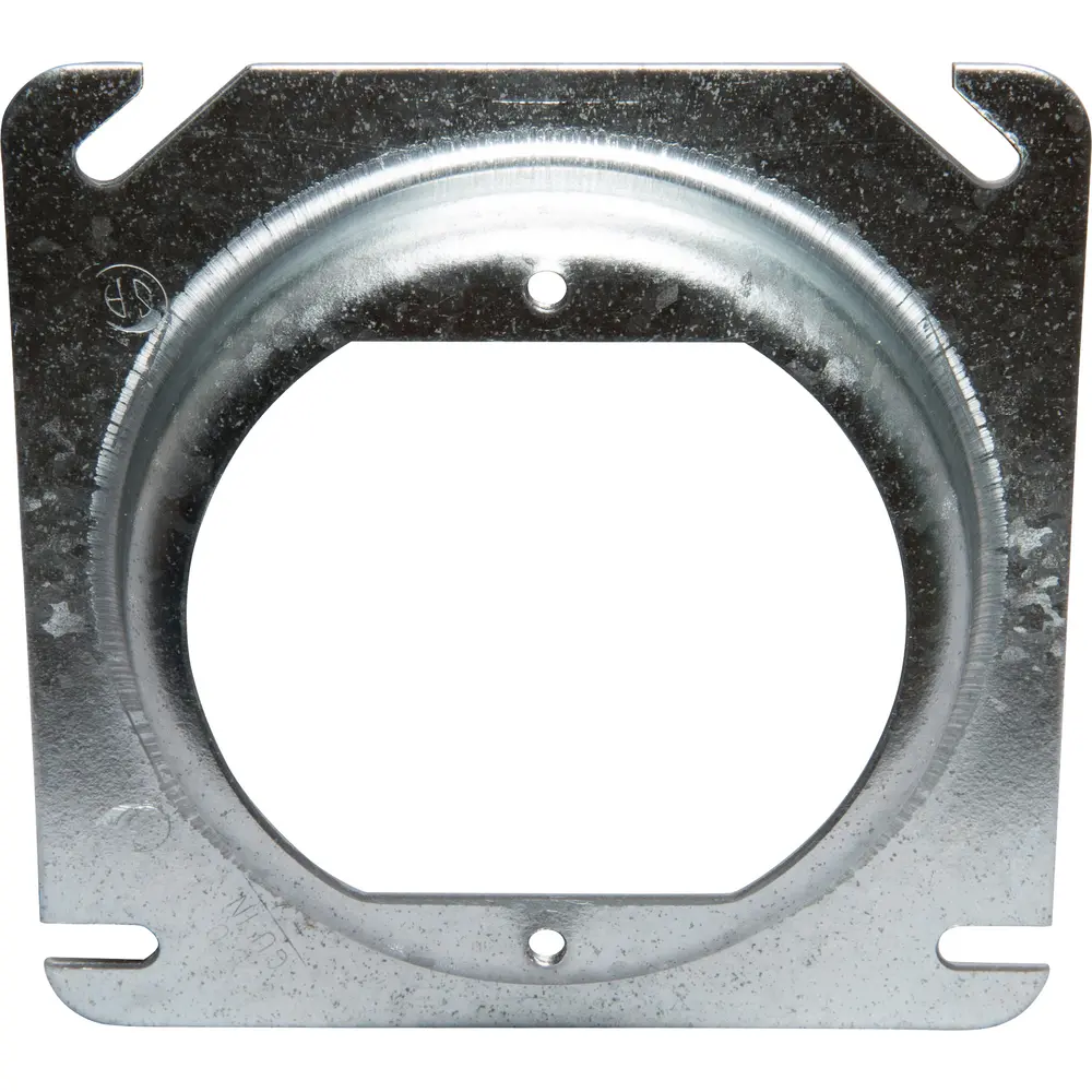 4" Square Box Cover, Raised 5/8", Open w/ Ears 2-3/4", 5 Cu. In., Steel