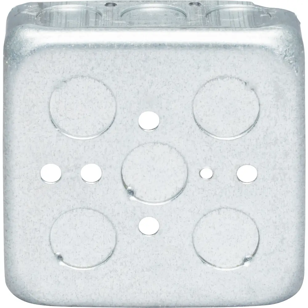 4" Square Device Outlet Box, (17) 1/2" KO, 18 Cu. In., Steel