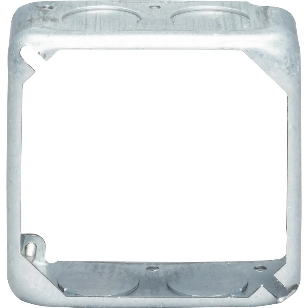 4" Square Extension Ring, Drawn, (8) 3/4" KO, 21 Cu. In., Steel