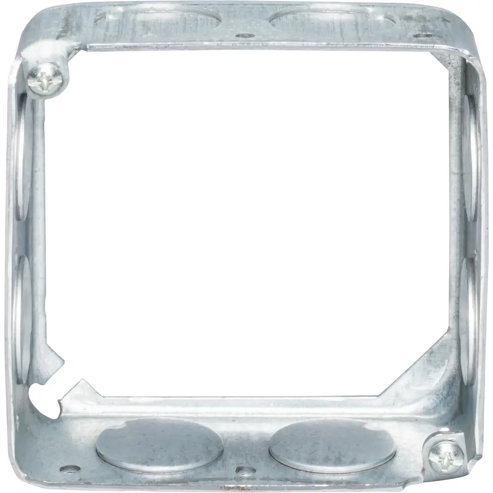4" Square Extension Ring, Drawn, (8) 3/4" KO, 21 Cu. In., Steel