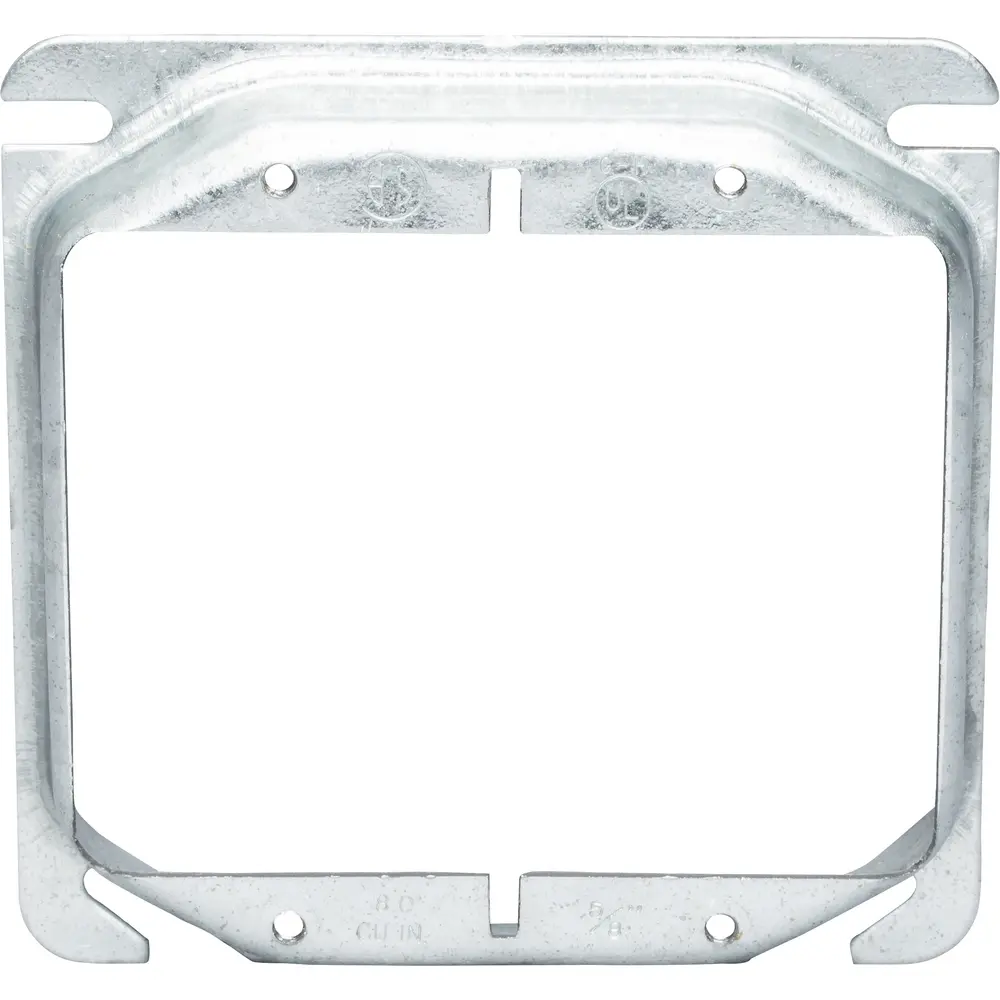 4" Square Mud Ring, 5/8" Raised, 8 Cu. In., Steel 2 4" Square Mud Ring, 5/8" Raised, 8 Cu. In., Steel