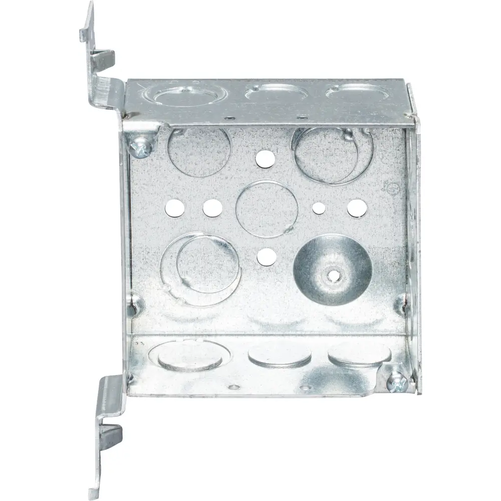 4" Square Outlet Box, (13) 1/2", (2) 3/4", VMS, Welded, 30.3 Cu. In., Steel