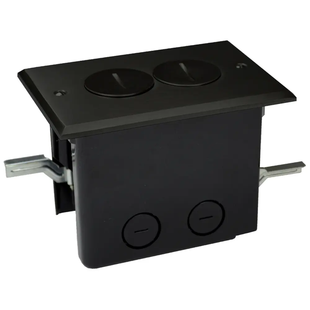 Rectangular Floor Box Assembly, Dark Bronze Plated Brass Duplex Device Cover, 24.5 Cu. In.
