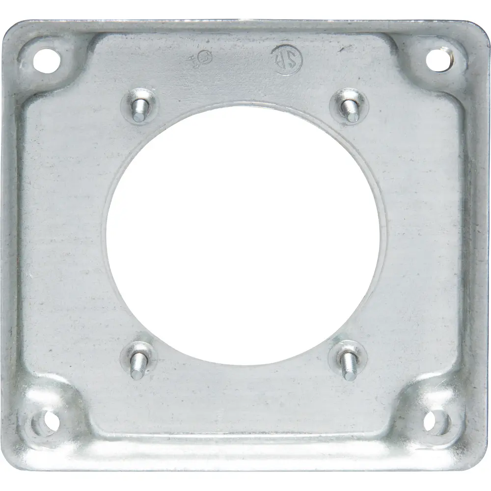 4" Square Surface Cover, Raised, 2-7/16" 30/60A Receptacle, 5.5 Cu. In., Steel