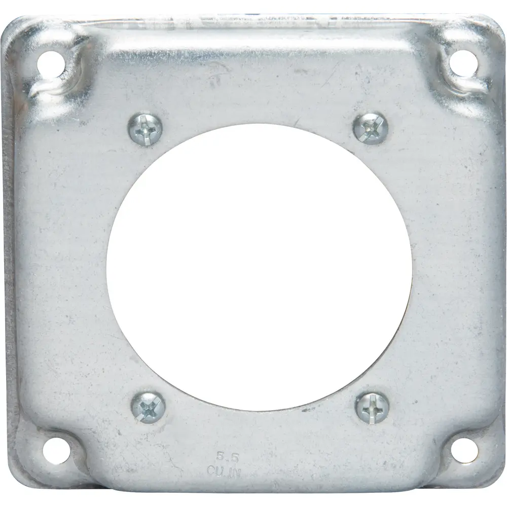 4" Square Surface Cover, Raised, 2-7/16" 30/60A Receptacle, 5.5 Cu. In., Steel
