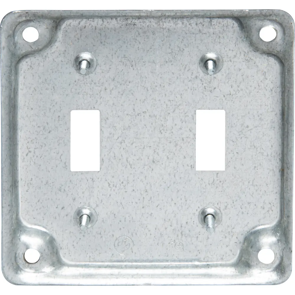 4" Square Surface Cover, Raised, (2) Toggle, 5.5 Cu. In., Steel