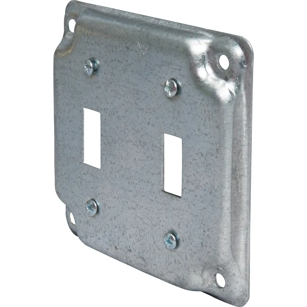 4" Square Surface Cover, Raised, (2) Toggle, 5.5 Cu. In., Steel