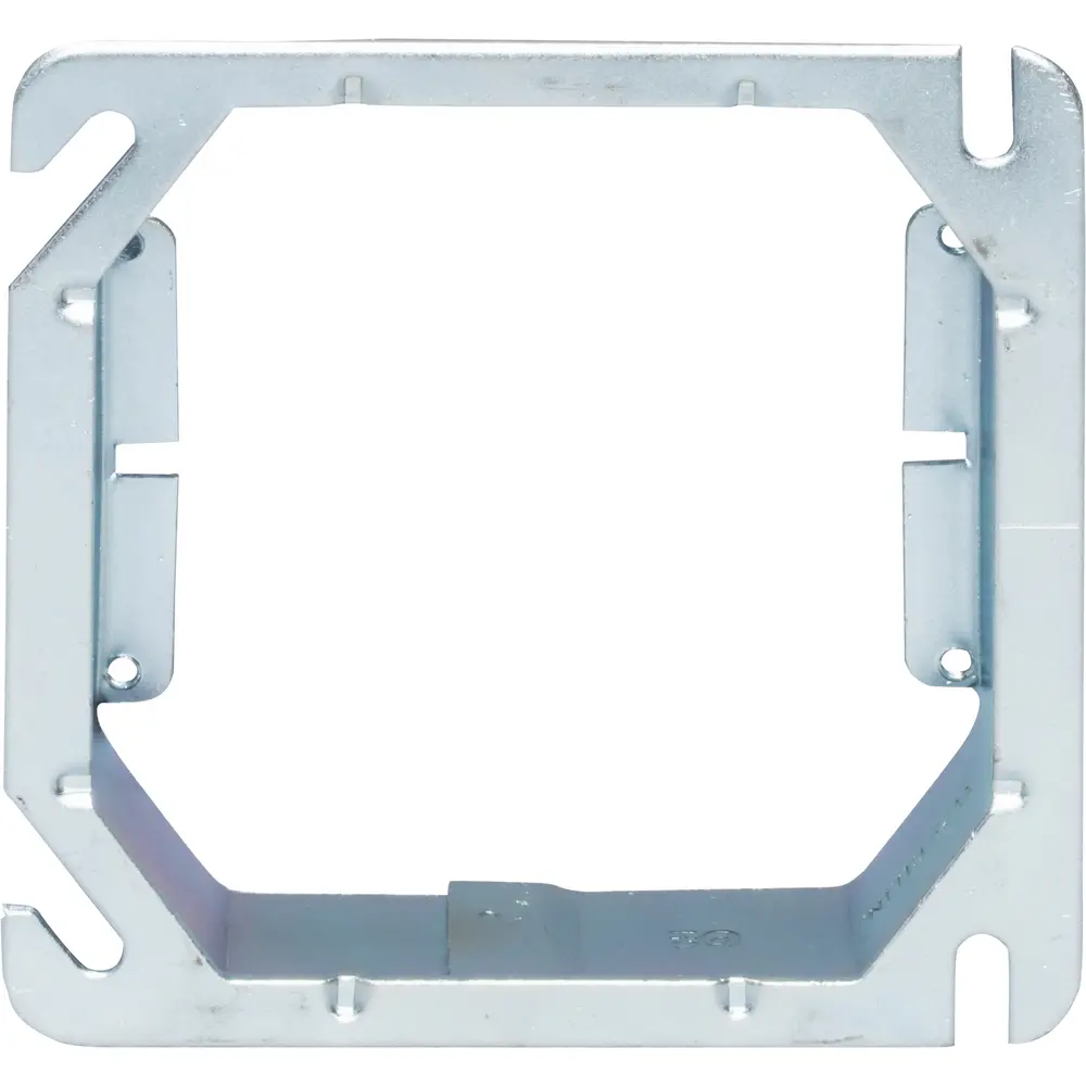 4" Tile Wall Square Cover, 1" Raised, 2-Device, 10.3 Cu. In., Steel