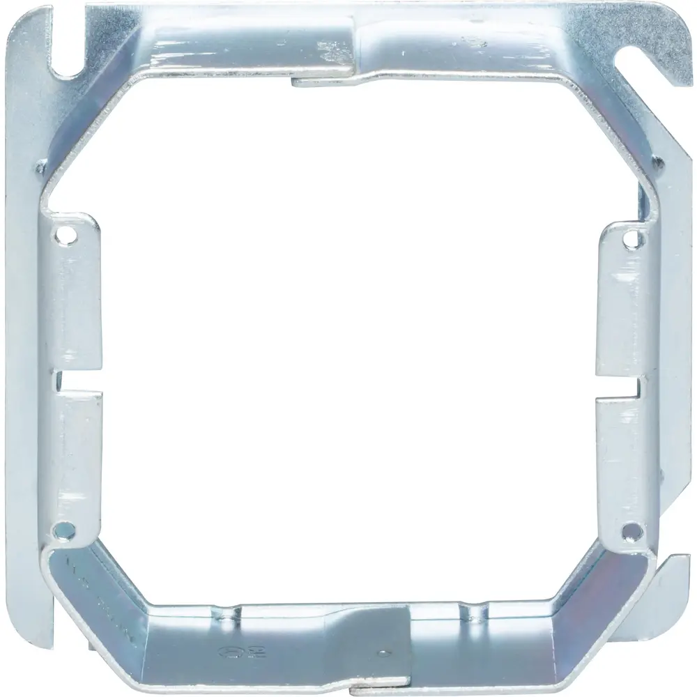 4" Tile Wall Square Cover, 1" Raised, 2-Device, 10.3 Cu. In., Steel