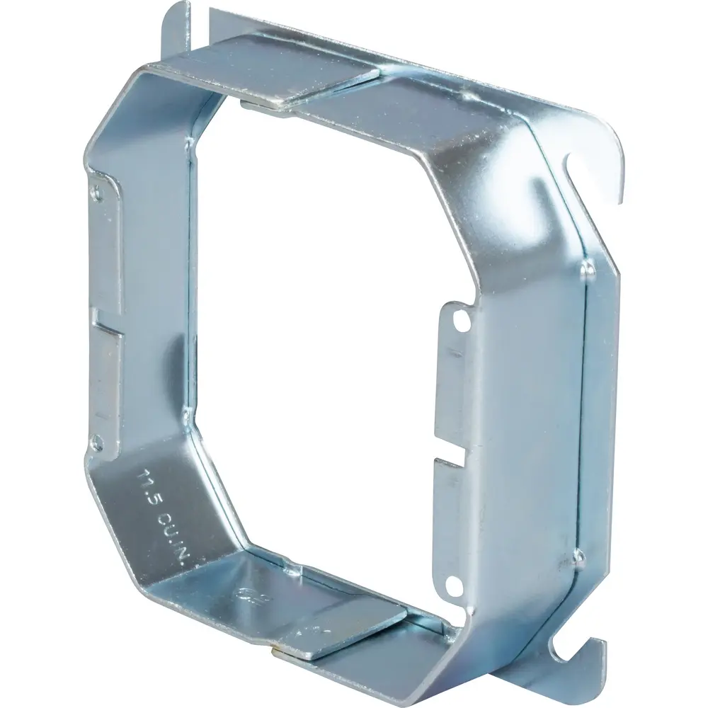 4" Tile Wall Square Cover, 1" Raised, 2-Device, 10.3 Cu. In., Steel