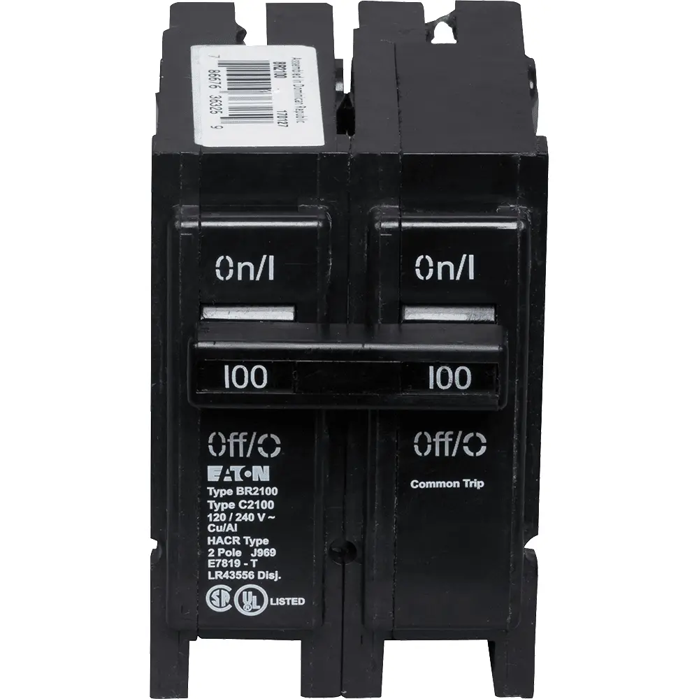 100 A 2-Pole 120/240 VAC BR Plug-In Circuit Breaker