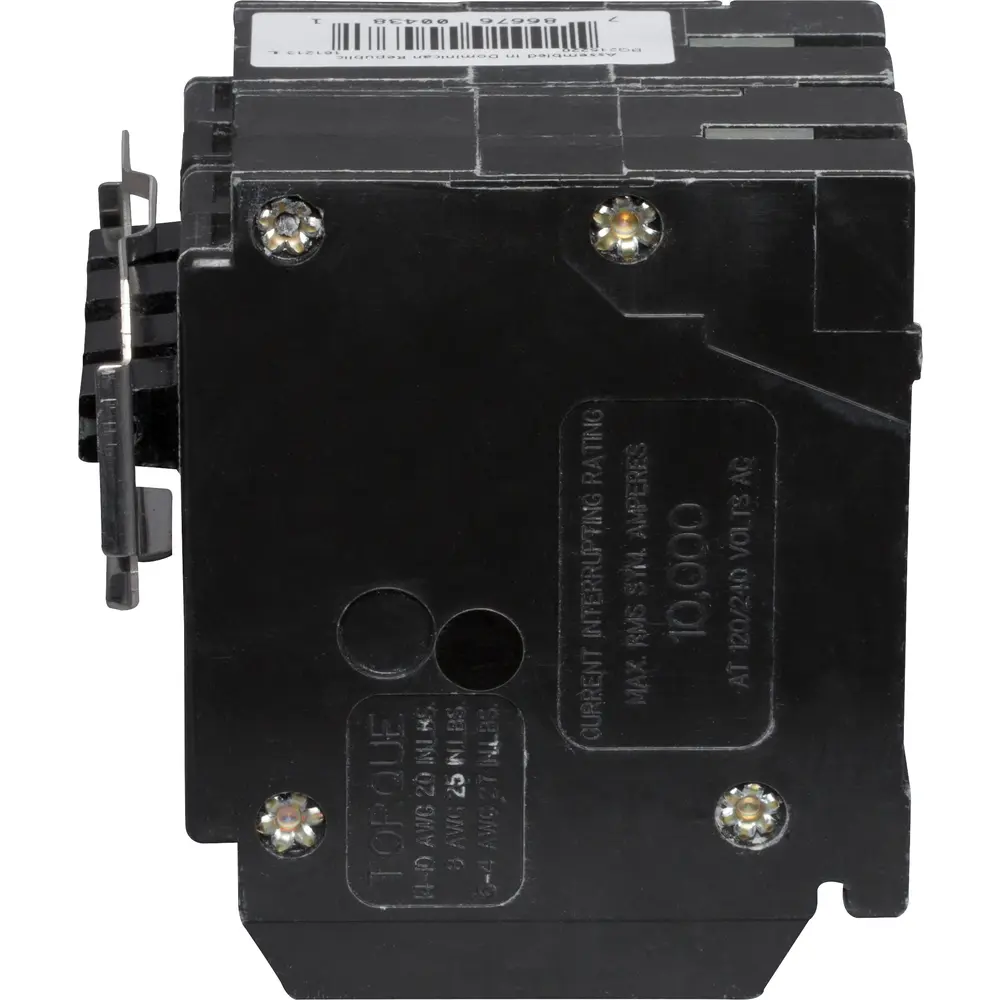 (1) 2P 15 A, (1) 2P 20 A, 120/240 VAC BQ Tandem Plug-In Circuit Breaker