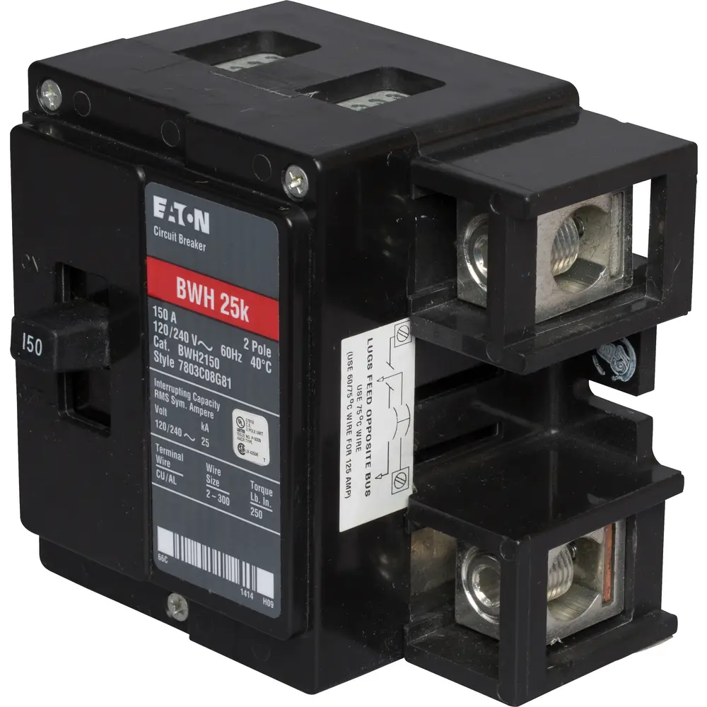 150 A 2-Pole 120/240 VAC BWH Plug-In Main Circuit Breaker
