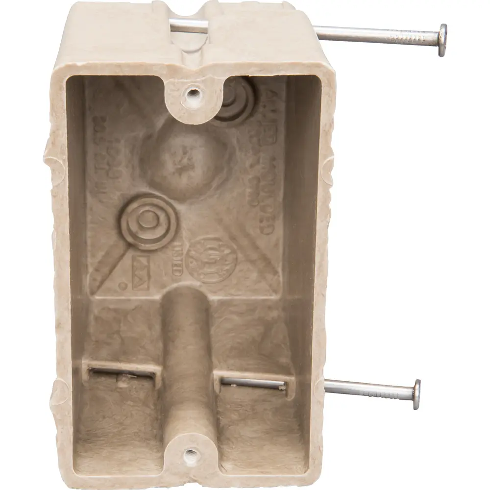 Single-Gang Electrical Box w/ Nails, 20.5 Cu. In., New Work, Off White 2 Single-Gang Electrical Box w/ Nails, 20.5 Cu. In., New Work, Off White