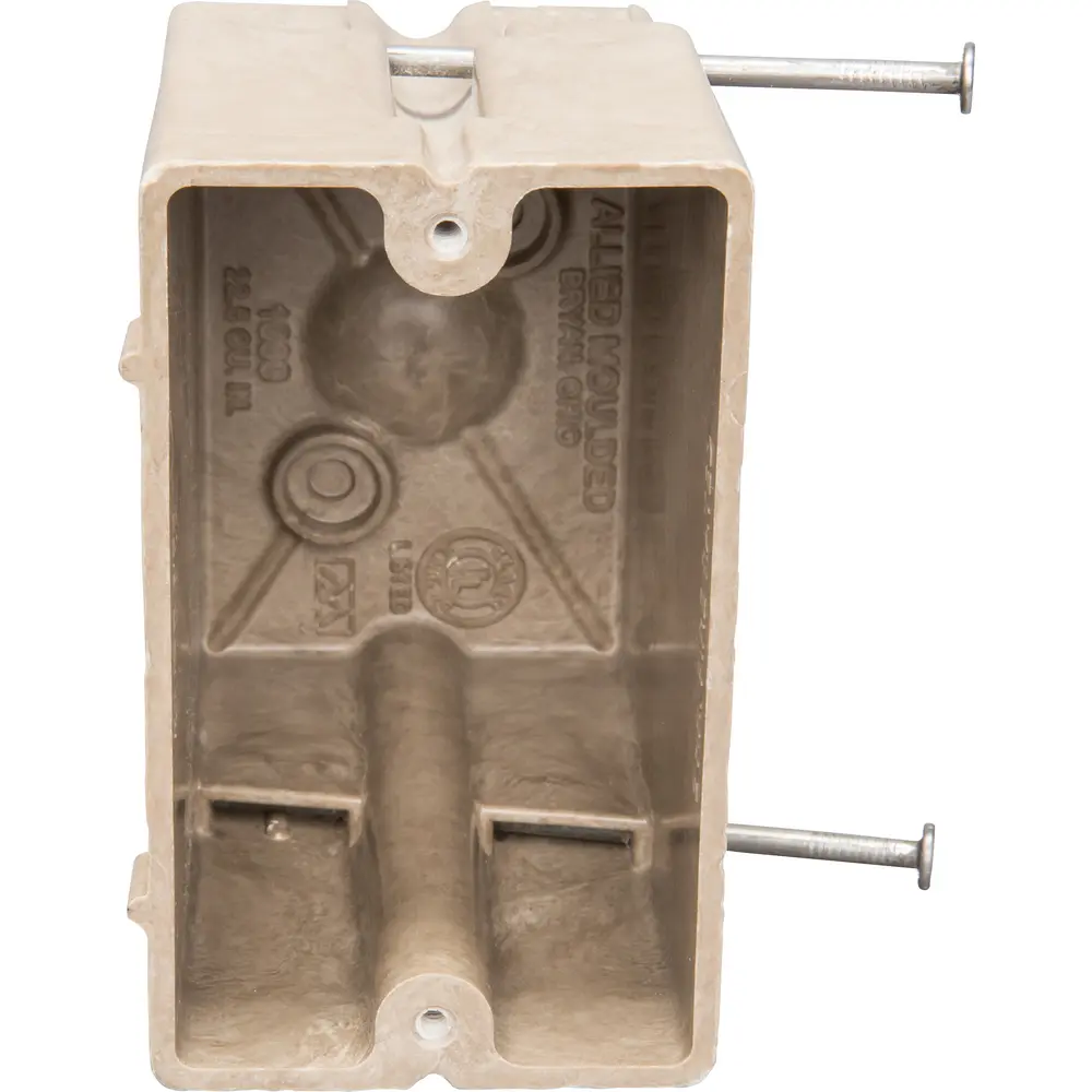 Single-Gang Electrical Box w/ Nails, 22.5 Cu. In., New Work, Off White 2 Single-Gang Electrical Box w/ Nails, 22.5 Cu. In., New Work, Off White