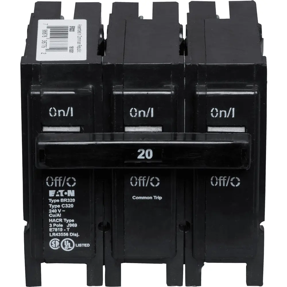 20 A 3-Pole 240 VAC BR Plug-In Circuit Breaker