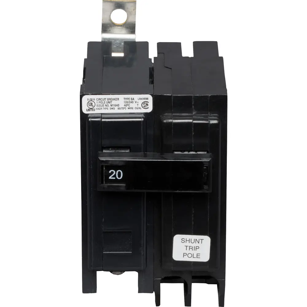 20 A Single-Pole 120/240 VAC BAB Bolt-On Shunt Trip Circuit Breaker