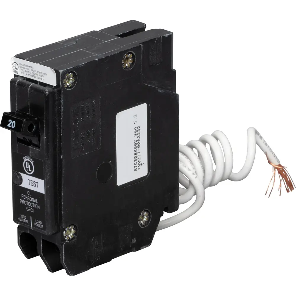 20 A Single-Pole 120/240 VAC GFCI Plug-In Circuit Breaker 1 20 A Single-Pole 120/240 VAC GFCI Plug-In Circuit Breaker