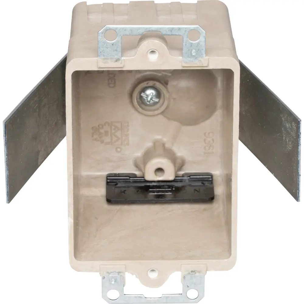 Single-Gang Electrical Box w/ Snap Bracket/Metal Ears, 16. Cu. In., Off White