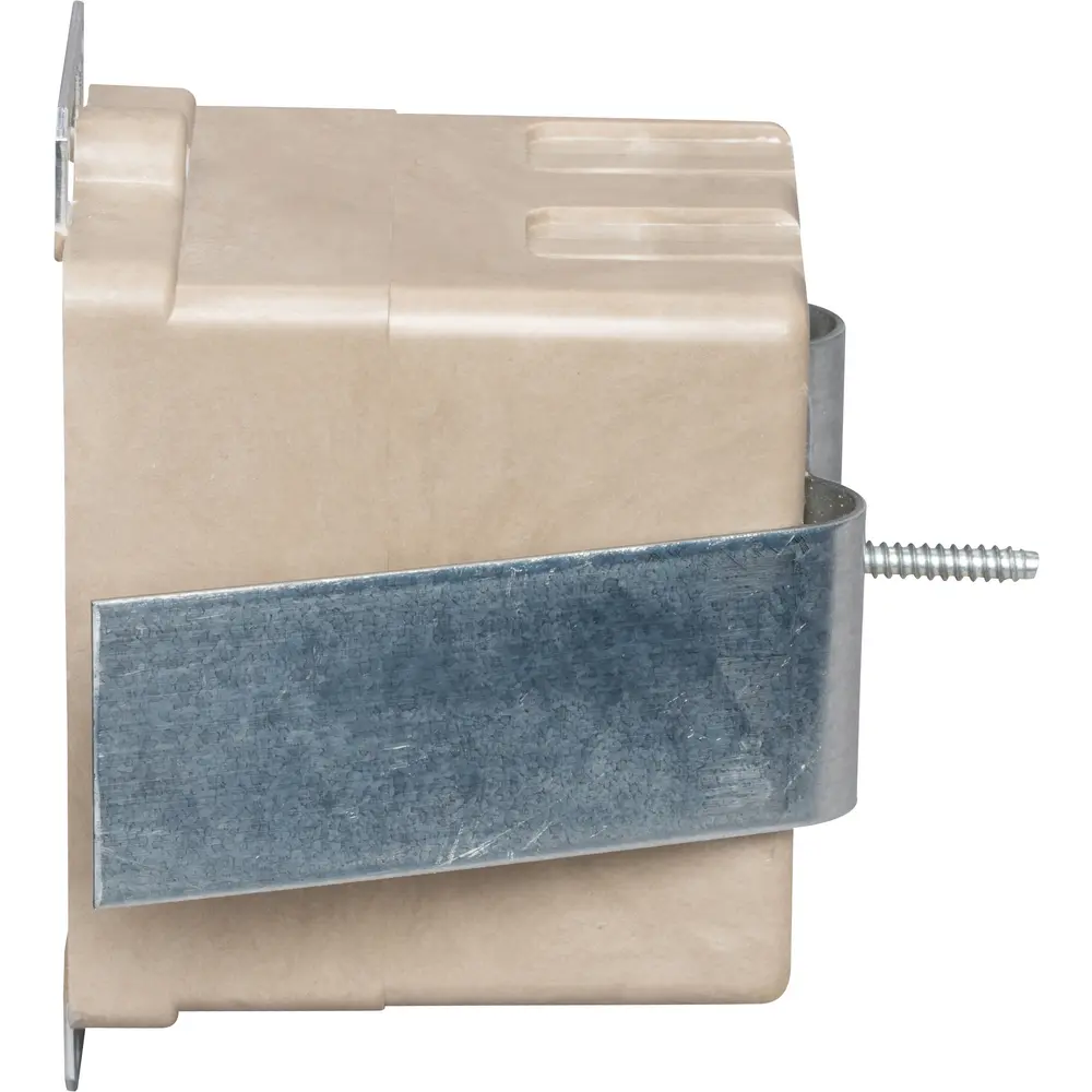Single-Gang Electrical Box w/ Snap Bracket/Metal Ears, 16. Cu. In., Off White