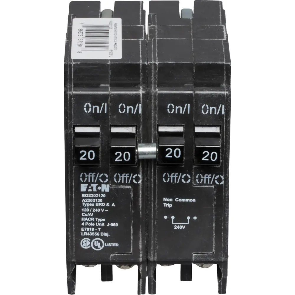 (2) 1P 20 A, (1) 2P 20 A, 120/240 VAC BQ Tandem Plug-In Circuit Breaker