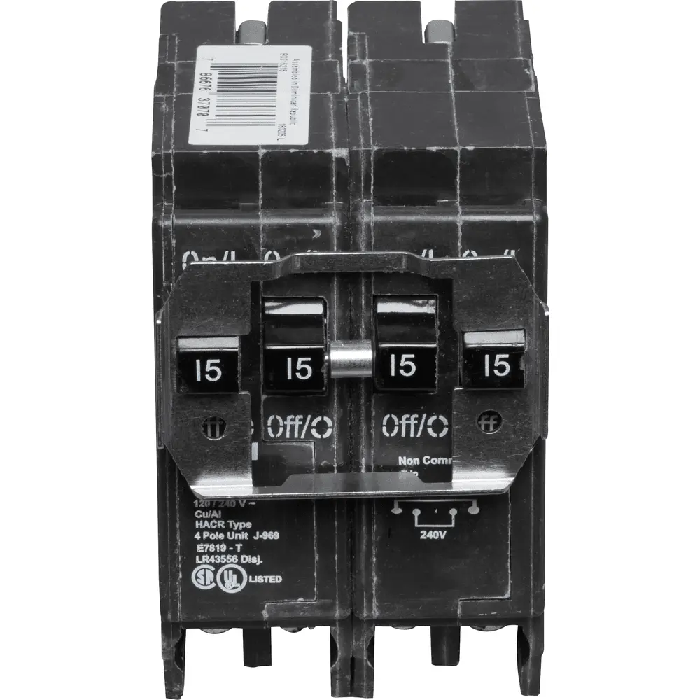 (2) 2P 15A, 120/240 VAC BQ Tandem Plug-In Circuit Breaker