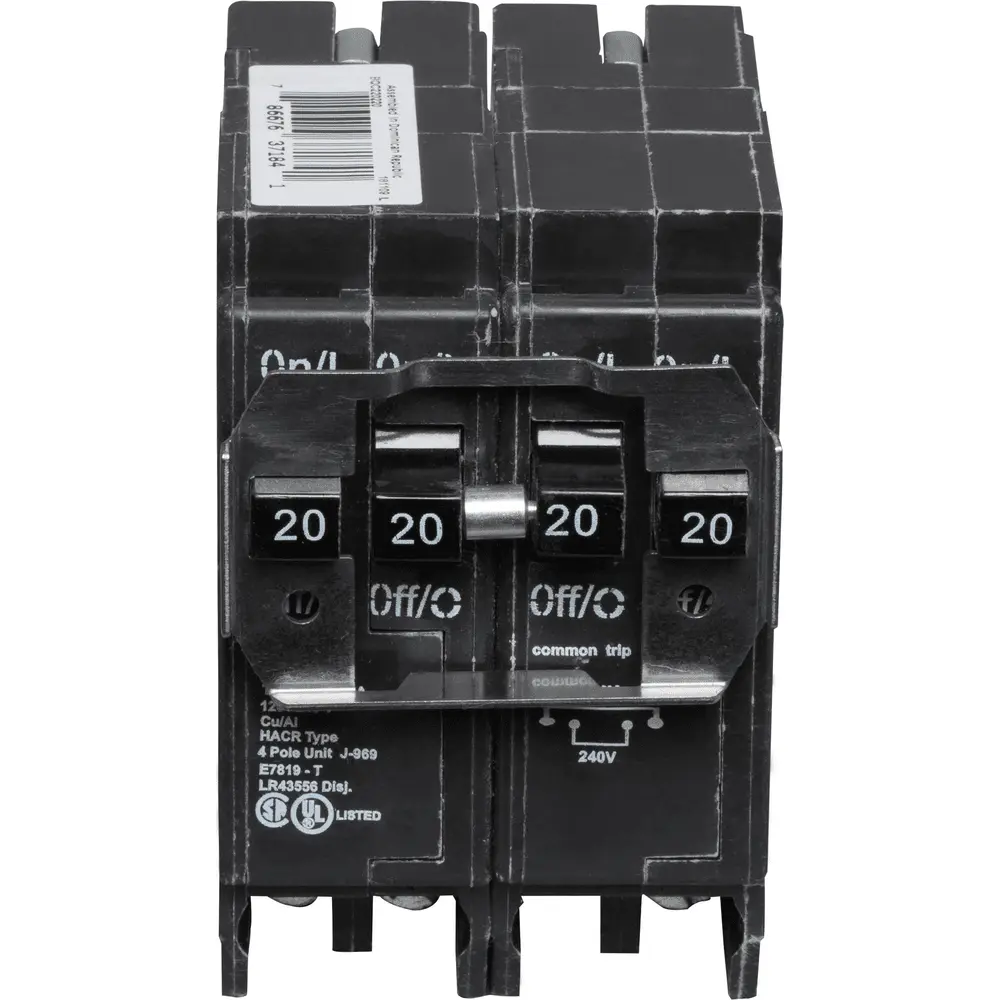 (2) 2P 20 A, 120/240 VAC BQC Tandem Plug-In Circuit Breaker