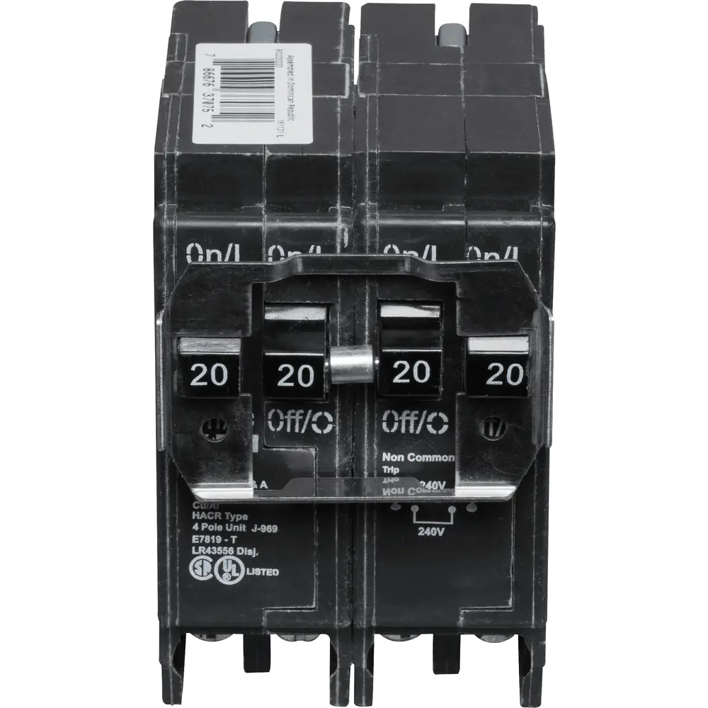 (2) 2P 20A, 120/240 VAC BQ Tandem Plug-In Circuit Breaker 2 (2) 2P 20A, 120/240 VAC BQ Tandem Plug-In Circuit Breaker