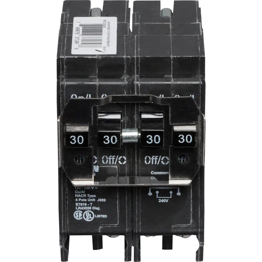 (2) 2P 30A, 120/240 VAC BQC Tandem Plug-In Circuit Breaker