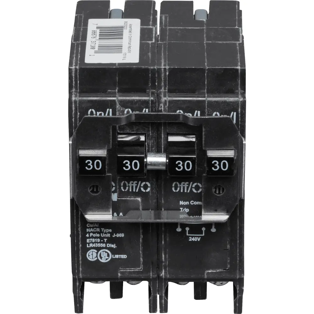 (2) 2P 30A, 120/240 VAC BQ Tandem Plug-In Circuit Breaker 2 (2) 2P 30A, 120/240 VAC BQ Tandem Plug-In Circuit Breaker