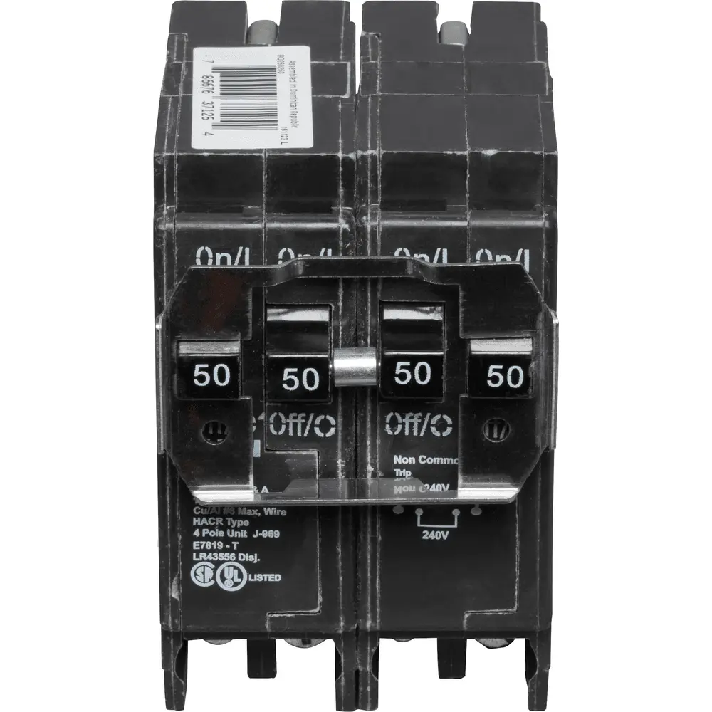 (2) 2P 50 A, 120/240 VAC BQ Tandem Plug-In Circuit Breaker