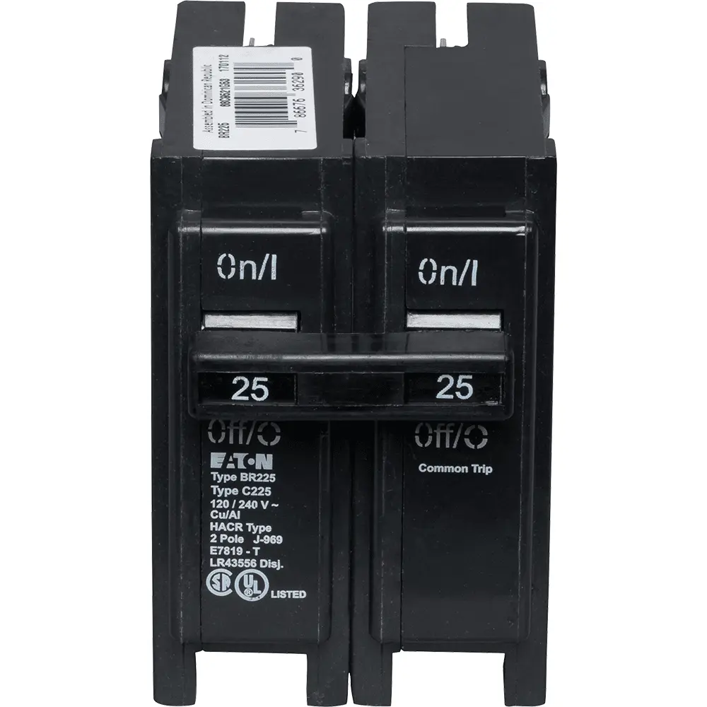25 A 2-Pole 120/240 VAC BR Plug-In Circuit Breaker