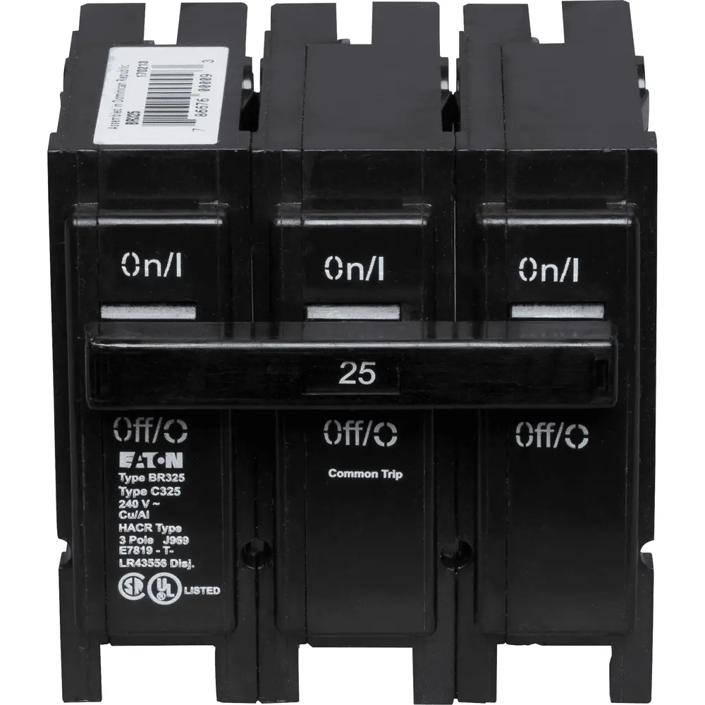 25 A 3-Pole 240 VAC BR Plug-In Circuit Breaker 2 25 A 3-Pole 240 VAC BR Plug-In Circuit Breaker