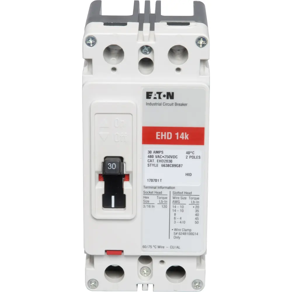 30 A 2-Pole 480 VAC EHD Molded Case Circuit Breaker