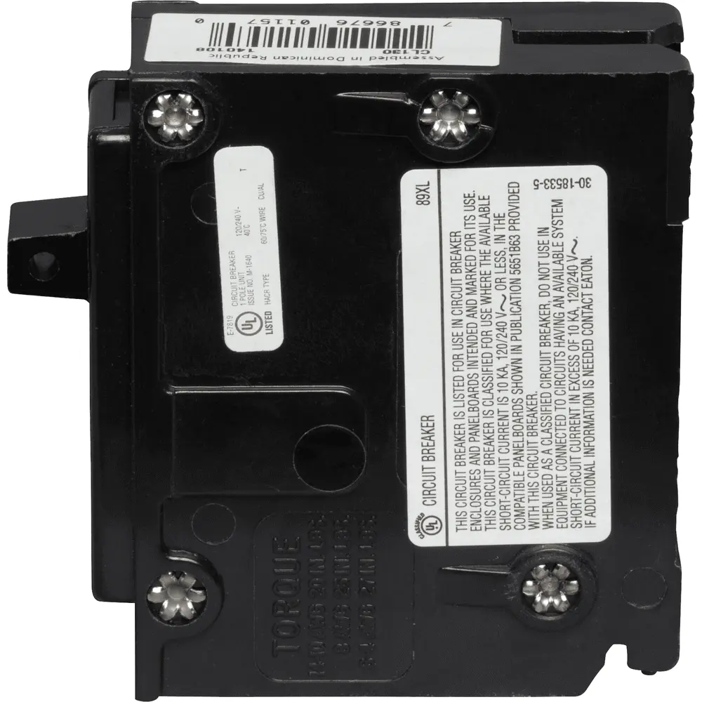 30 A Single-Pole 120/240 VAC CL Plug-In Circuit Breaker 3 30 A Single-Pole 120/240 VAC CL Plug-In Circuit Breaker