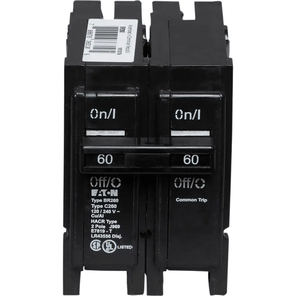60 A 2-Pole 120/240 VAC BR Plug-In Circuit Breaker