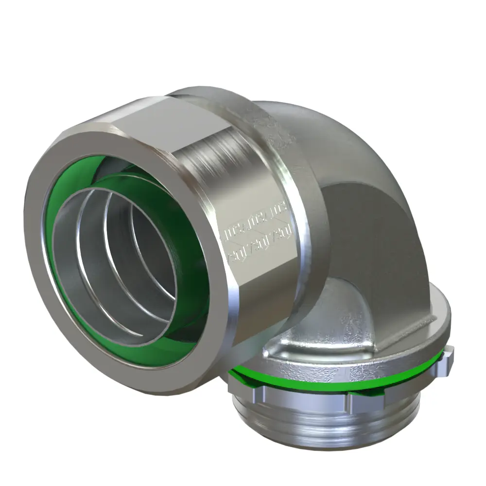 1/2" 90° Liquid Tight Connector w/ Insulated Throat, Steel